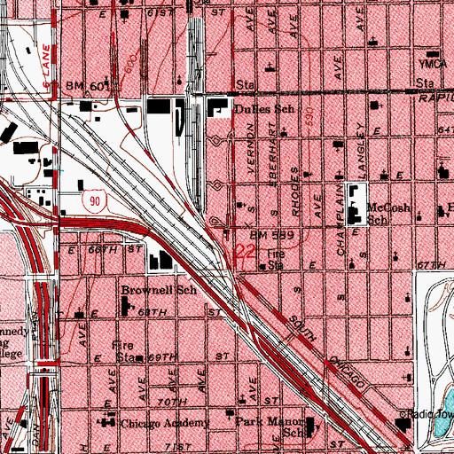 Topographic Map of Parkway Garden Christian Church, IL