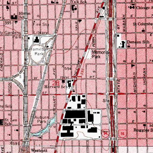Topographic Map of Perlie Gates Missionary Baptist Church, IL