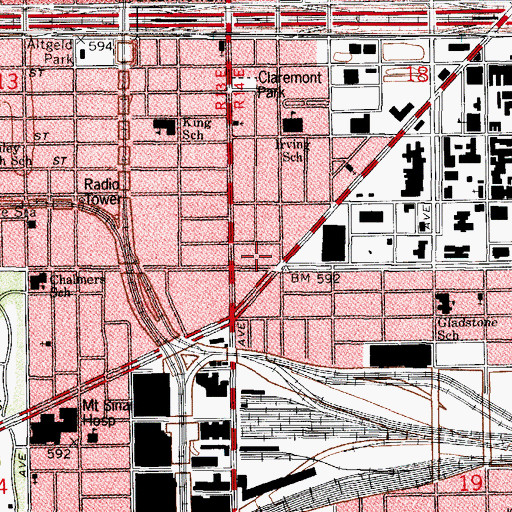 Topographic Map of Piney Grove Missionary Baptist Church, IL