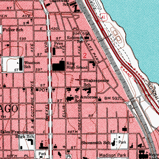 Topographic Map of Pleasant Gift Missionary Baptist Church, IL