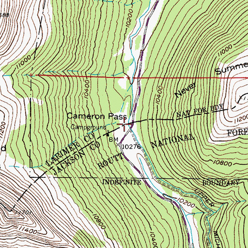 Topographic Map of Cameron Pass, CO