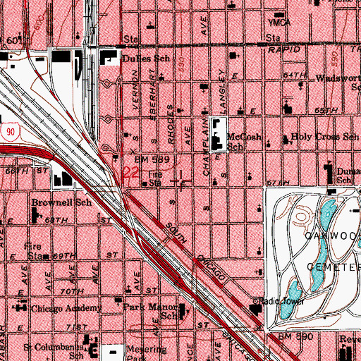 Topographic Map of Prayer Center Church of God in Christ, IL