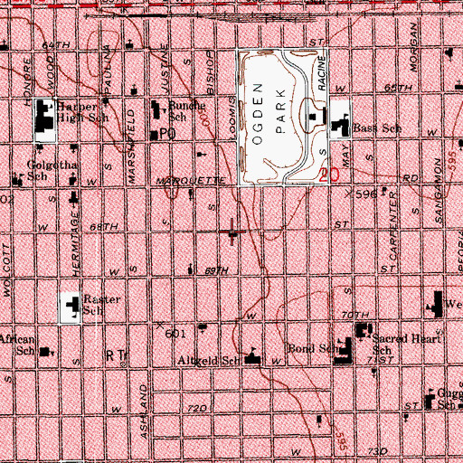 Topographic Map of Prayer Tower Church of God in Christ, IL