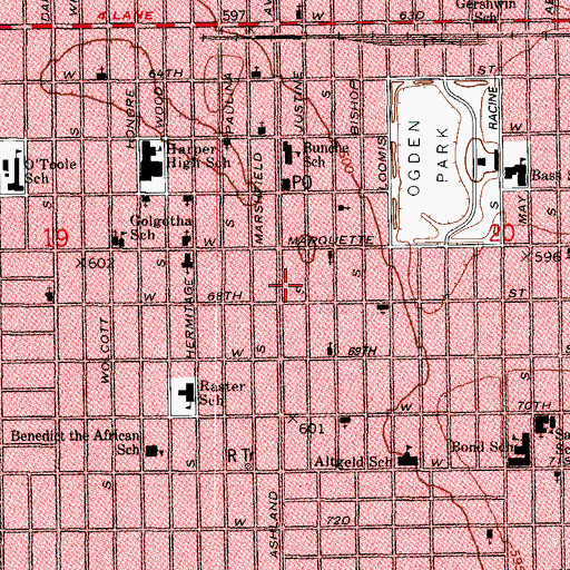 Topographic Map of Prince of Peace Missionary Baptist Church, IL