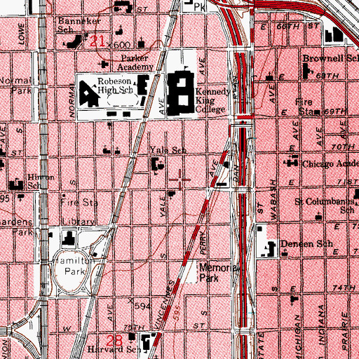 Topographic Map of Progressive Burning Bush Missionary Baptist Church, IL