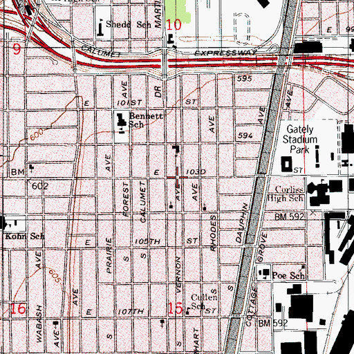 Topographic Map of Pullman Christian Reformed Church, IL