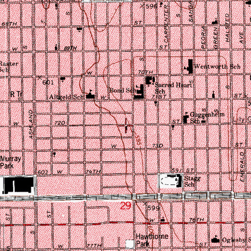 Topographic Map of Rayfield Missionary Baptist Church, IL