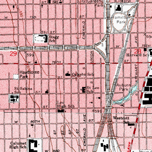 Topographic Map of Revealing Missionary Baptist Church, IL