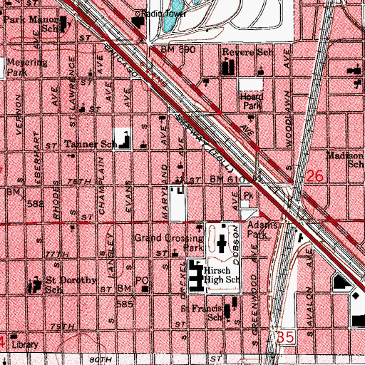 Topographic Map of Rock of Ages Church of God in Christ, IL