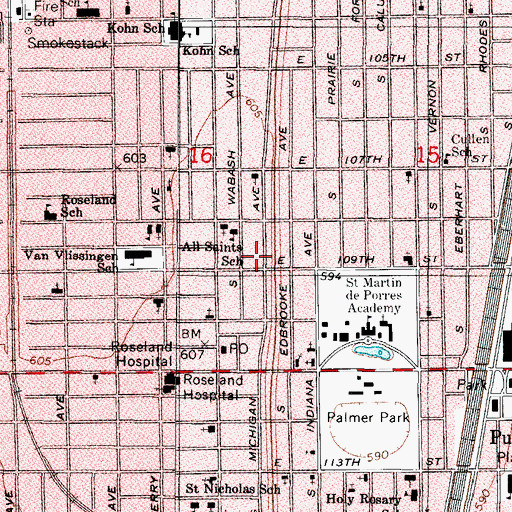 Topographic Map of Roseland Christian Ministries Center, IL