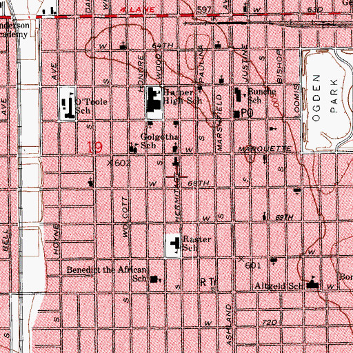 Topographic Map of Saint Andrews Temple Byzantine Catholic Church, IL