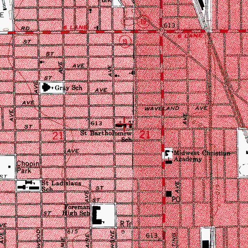 Topographic Map of Saint Bartholomew Brethren Church, IL