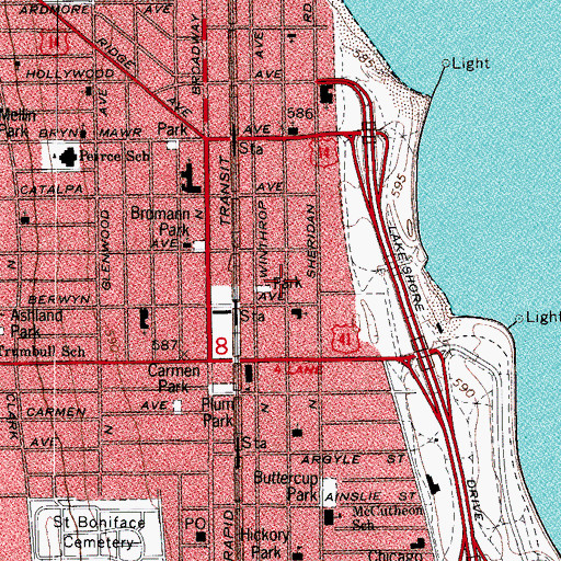 Topographic Map of Seventh Church of Christ Scientist, IL