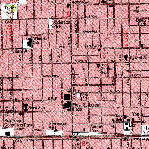 Topographic Map of Truevine Baptist Church, IL