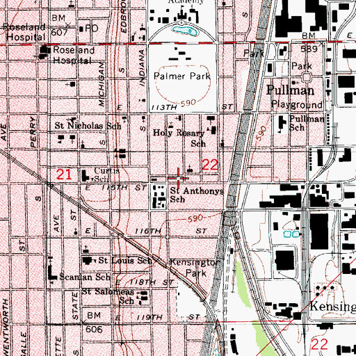 Topographic Map of United Bibleway Community Missionary Baptist Church, IL