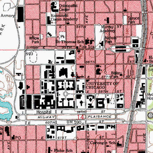 Topographic Map of University Church of Disciples of Christ United Church of Christ, IL