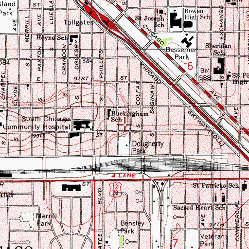 Topographic Map of South Chicago Heights, IL