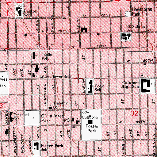Topographic Map of South Englewood, IL