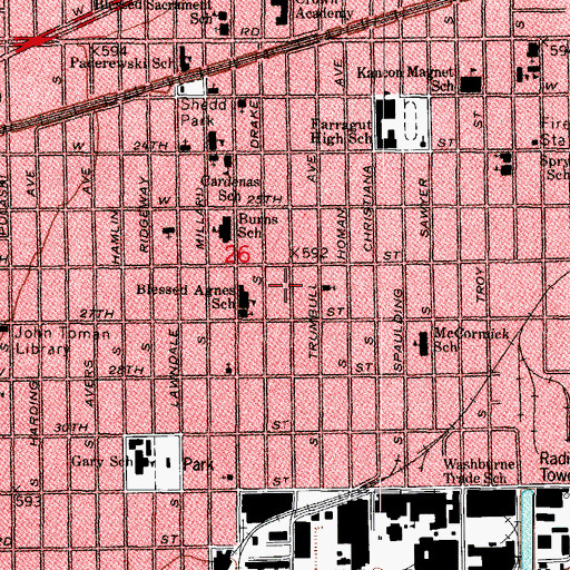 Topographic Map of South Lawndale, IL