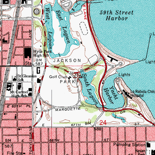 Topographic Map of South Shore Yacht Club, IL