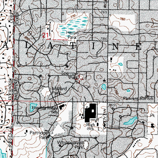 Topographic Map of Sparrow Park, IL