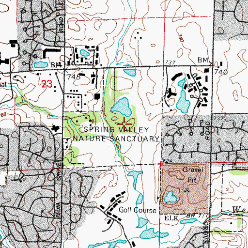 Topographic Map of Spring Valley Nature Sanctuary, IL
