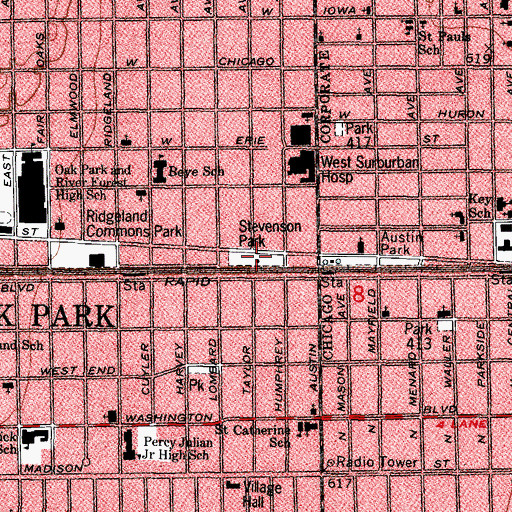 Topographic Map of Stevenson Park, IL