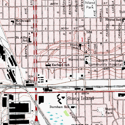 Topographic Map of Stony Island Heights, IL