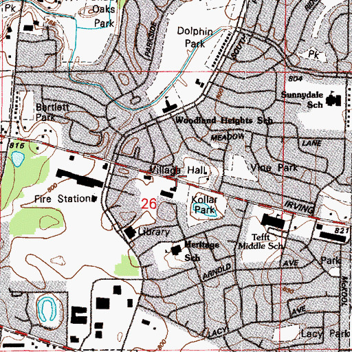 Topographic Map of Streamwood Village Hall, IL