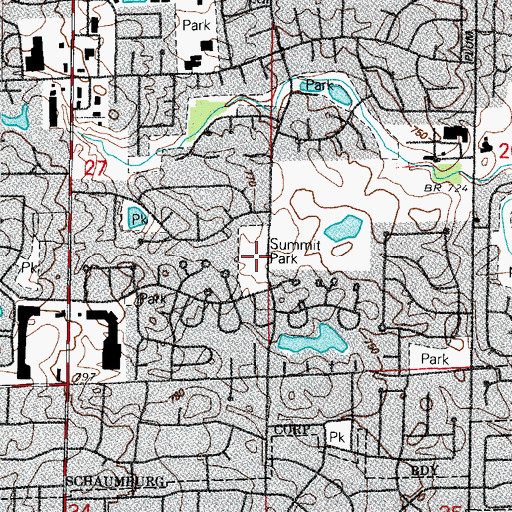 Topographic Map of Summit Park, IL