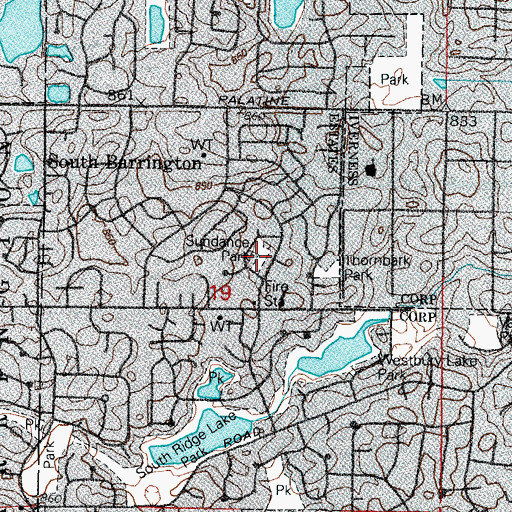 Topographic Map of Sundance Park, IL