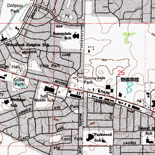 Topographic Map of Sunnydale Park, IL