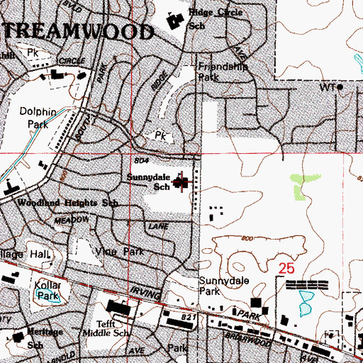 Topographic Map of Sunnydale Elementary School, IL