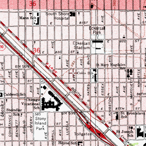 Topographic Map of The Bush, IL