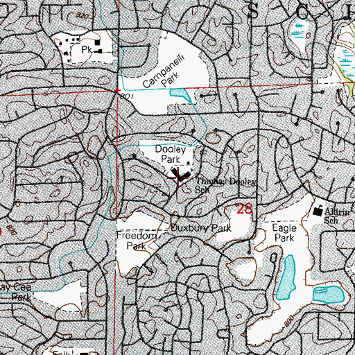 Topographic Map of Thomas Dooley Elementary School, IL