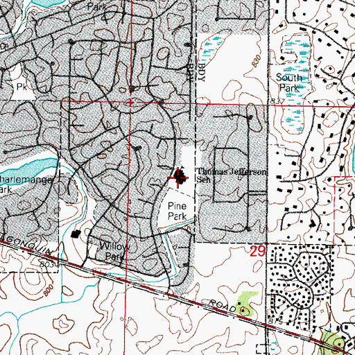 Topographic Map of Thomas Jefferson Elementary School, IL