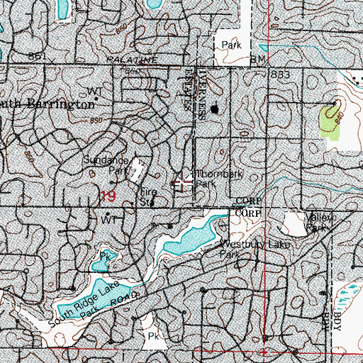 Topographic Map of Thornbark Park, IL