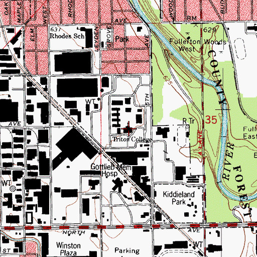 Topographic Map of Triton College, IL
