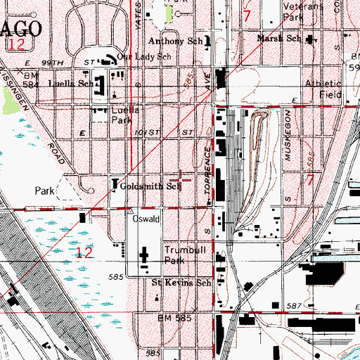 Topographic Map of Trumbull Park Terrace, IL