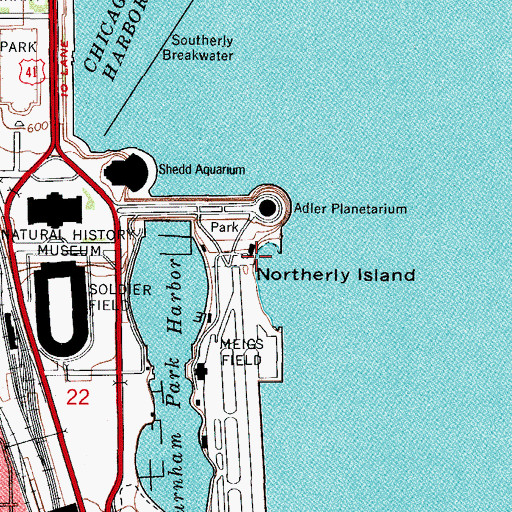 Topographic Map of Twelfth Street Beach, IL