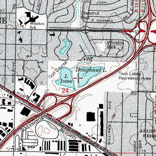 Topographic Map of Twin Lakes Recreational Area, IL
