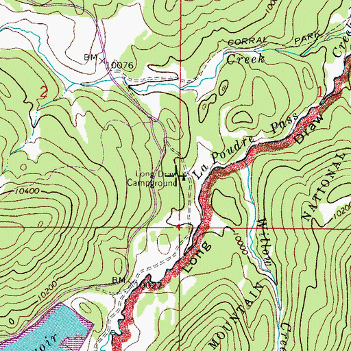 Topographic Map of Long Draw Campground, CO