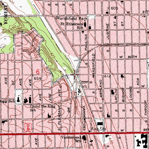 Topographic Map of Upwood Station, IL
