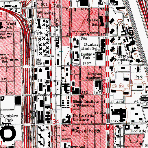 Topographic Map of Vandercook College of Music, IL