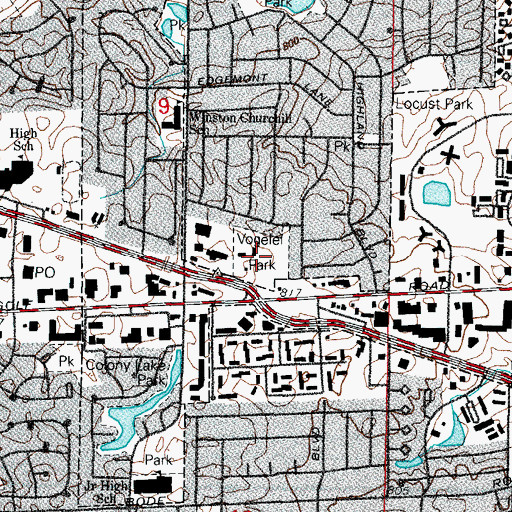 Topographic Map of Vogelei Park, IL