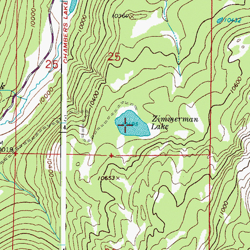 Topographic Map of Zimmerman Lake, CO