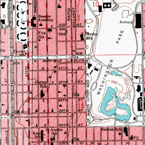 Topographic Map of Washington Park, IL