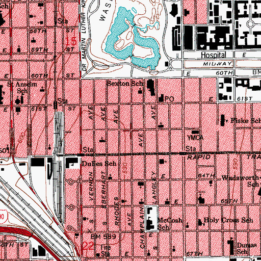 Topographic Map of Washington Park Race Track, IL