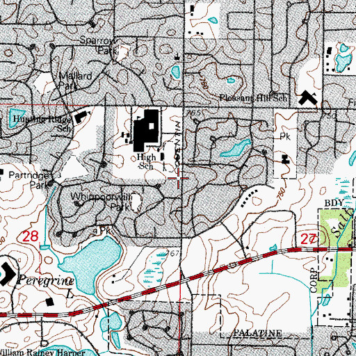 Topographic Map of Wente School (historical), IL