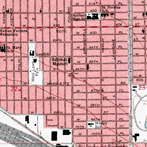 Topographic Map of West Lawn, IL